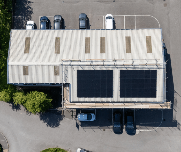 Solar panels on roof