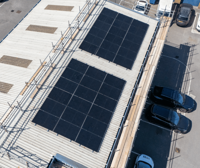 Solar panels on roof